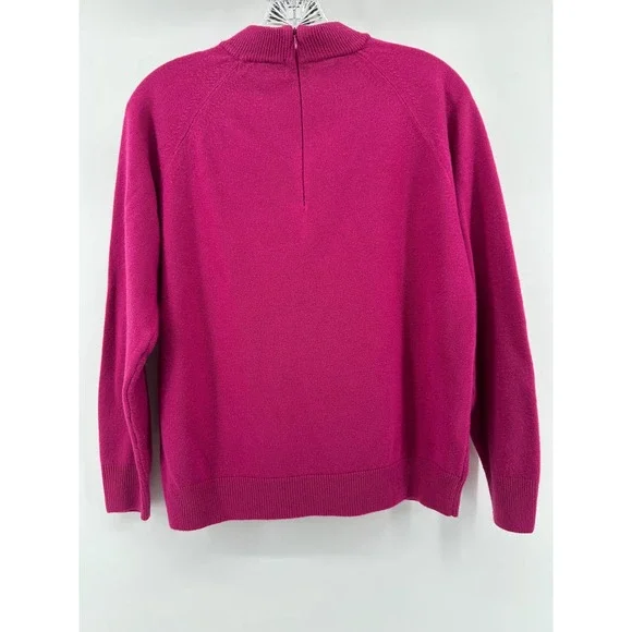 Karen Scott Pink Romantic Med Mock Neck Back Zip Knit Sweater Preppy Old Money - Picture 7 of 16